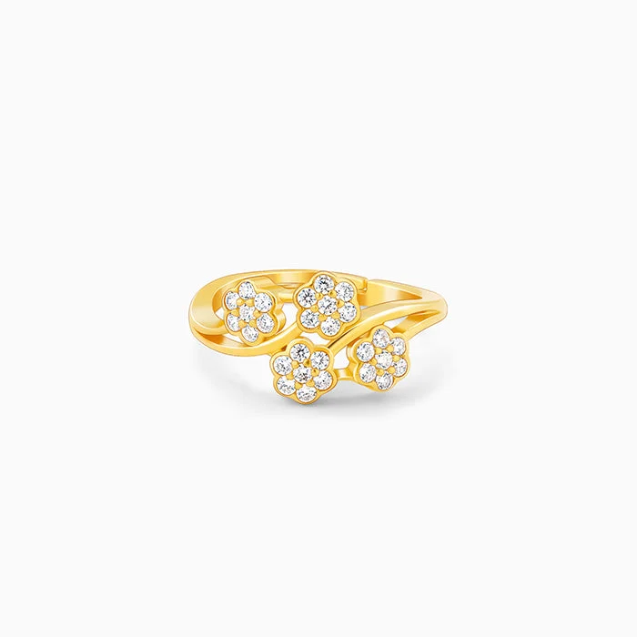 silver rings for women-Golden Floral Fantasy Ring