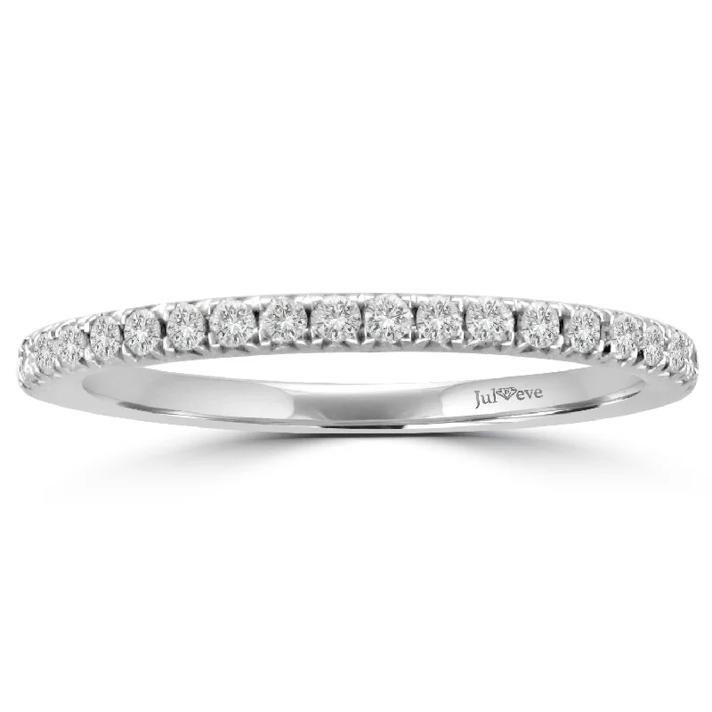 custom-designed engagement rings for women-JULEVE WHITE GOLD .36 CTW DIAMOND WEDDING BAND