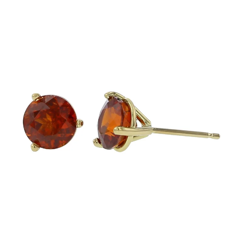 ruby earrings for women-18K Yellow Gold Spessartite Garnet Stud Earrings