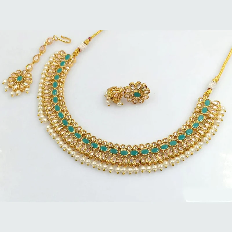 ruby necklaces for women-Rani Sati Jewels Gold Plated Necklace Set