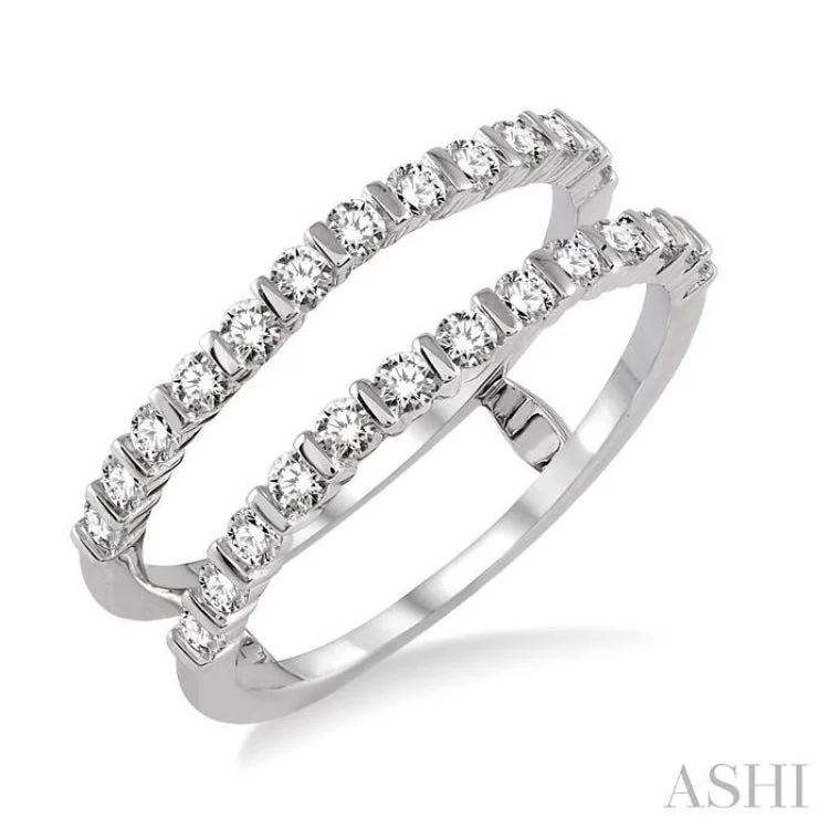 pear-shaped rings for women-5/8 Ctw Round Cut Diamond Insert Ring in 14K White Gold