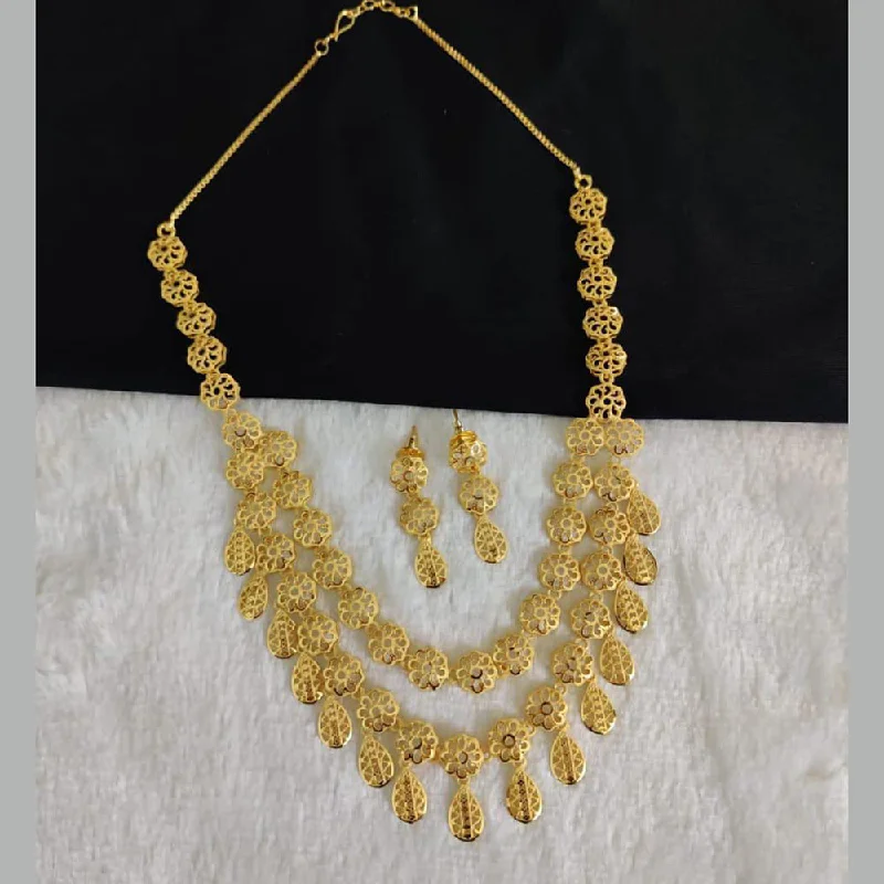 gold chain pendant necklaces for women-Pari Art Jewellery Forming Gold Necklace Set