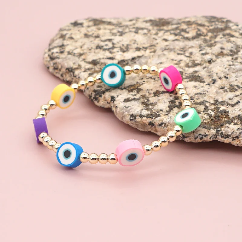 gemstone bangles for women-Cute Cartoon Colorful Eye Pattern Soft Clay Bracelet Wholesale Gooddiy