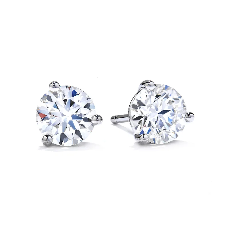 silver earrings for women-Three-Prong Stud Earrings