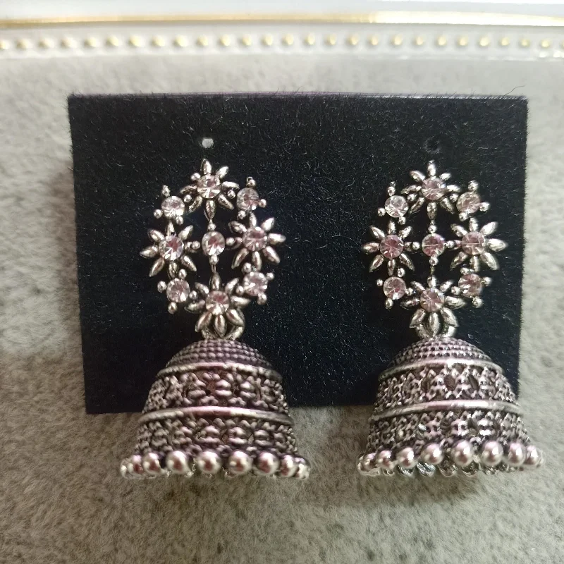 everyday earrings for women-Tahura Oxidised Plated Jhumki Earrings