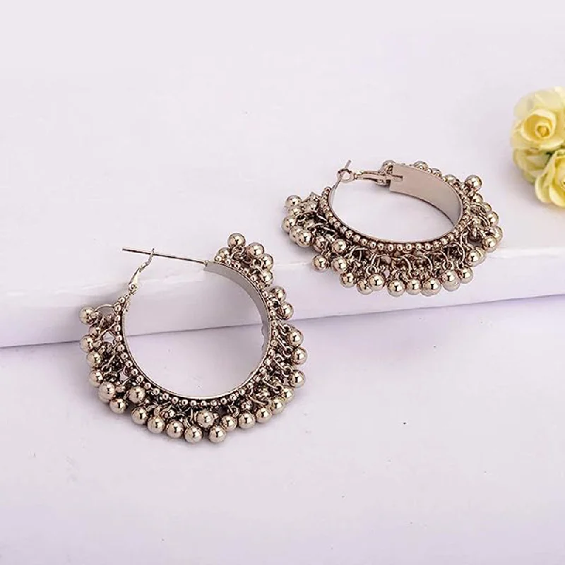 flower stud earrings for women-Subhag Alankar Silver Round Ghungroo Hoop Earring For Girls and Women.