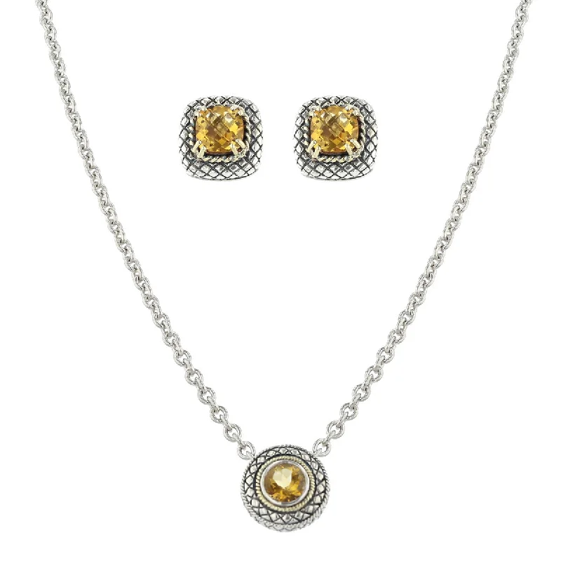 butterfly necklaces for women-18K and Silver Thistle & Bee Necklace/Earring Set