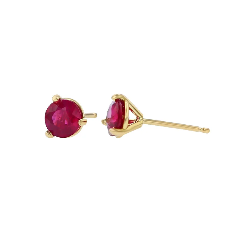 matching earrings for women-18K Yellow Gold Ruby Stud Earrings