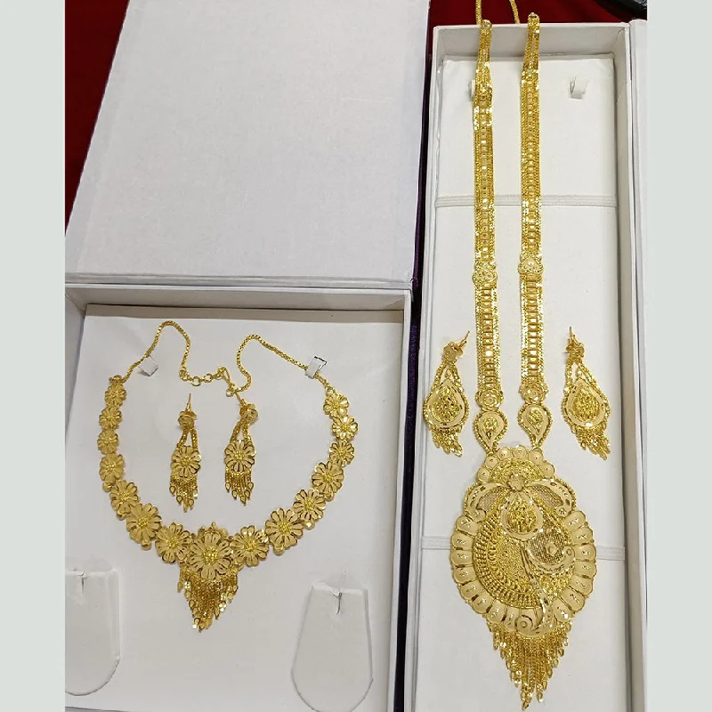 gold necklaces for women-Pari Art Jewellery Forming Gold Double Necklace Set