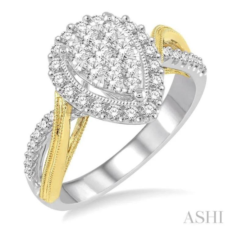 platinum engagement rings for women-3/4 Ctw Diamond Lovebright Ring in 14K White and Yellow Gold