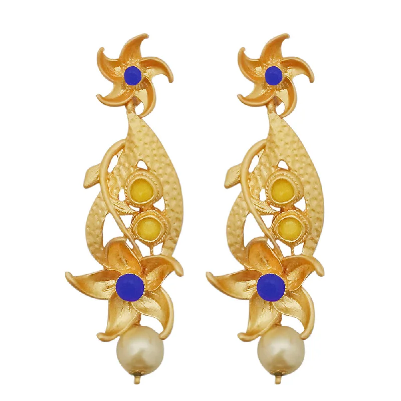 elegant earrings for women-Amina Creation Gold Plated Dangler Earrings