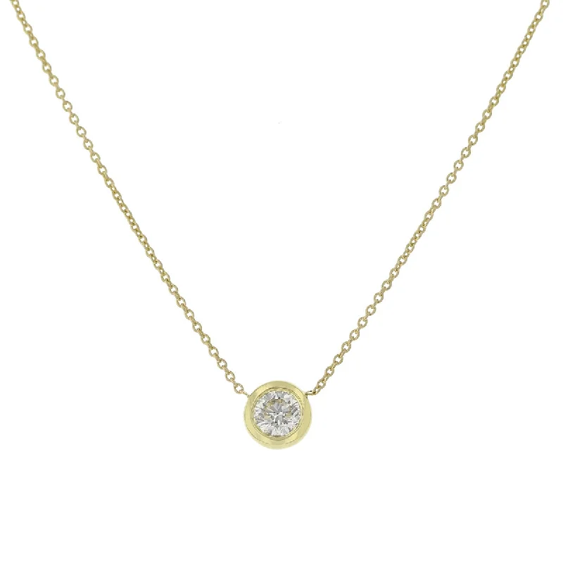 cross necklaces for women-18K Bezel Set Diamonds Solitaire Necklace