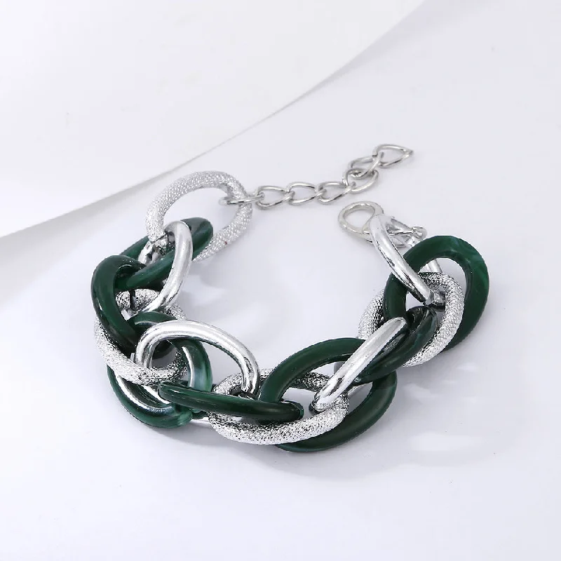 Silver Blackish Green Bracelet