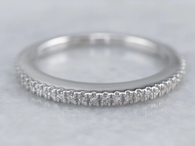 affordable engagement rings for women-Thin Diamond White Gold Wedding Band