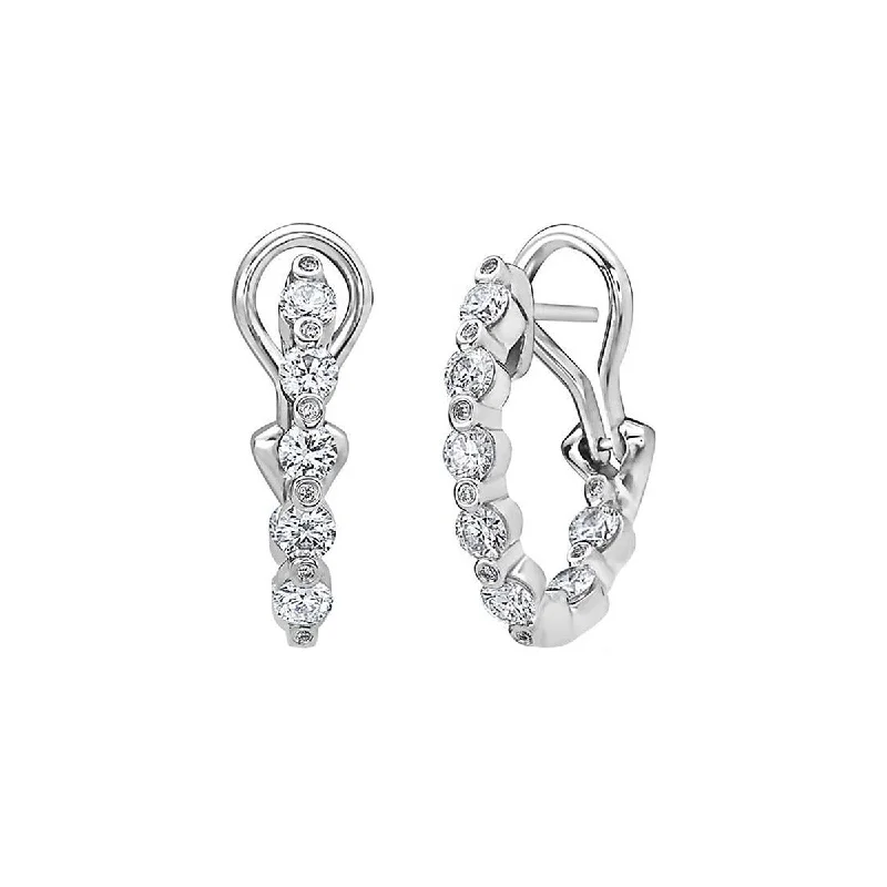 fashion gemstone earrings for women-Diamond Pop Hoop Earrings