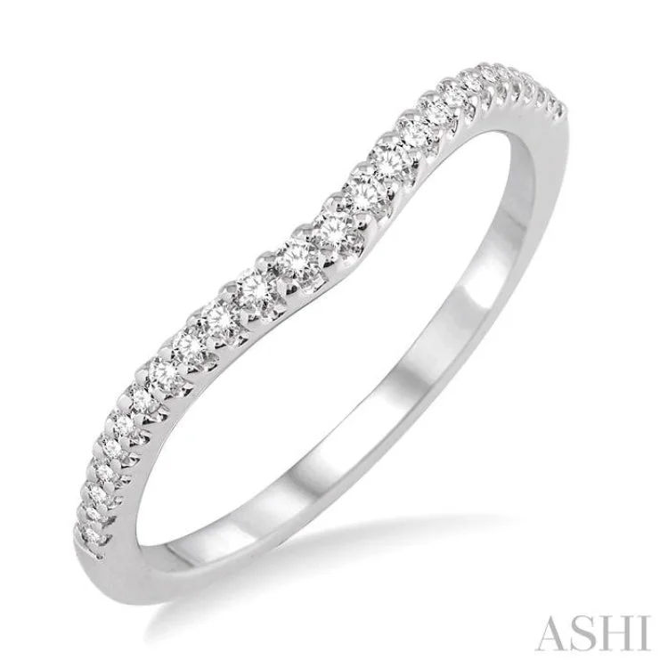 open rings for women-1/6 Ctw Round Cut Diamond Wedding Band in 14K White Gold