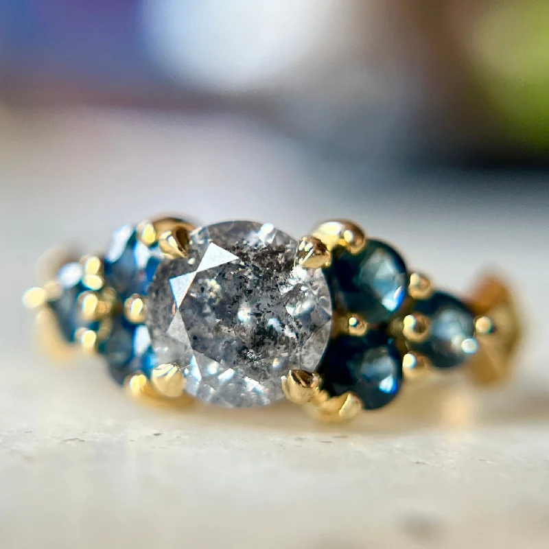 geometric rings for women-Salt&Pepper Diamond & Sapphire Nico