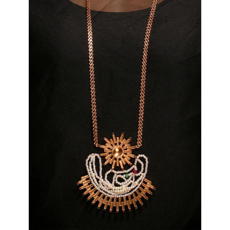 gold chain necklaces for women-Suhani Pittie Solar Beam Long Pearl Necklace