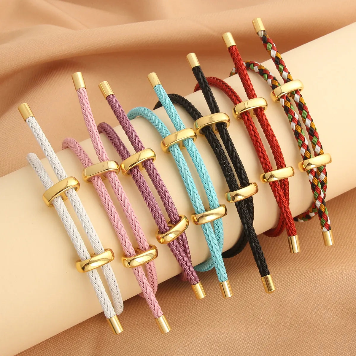 beaded bracelets for women-Hip-Hop Simple Style Color Block Wire Rope Copper Buckle Women's Wristband