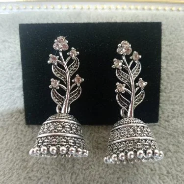 animal earrings for women-Tahura Oxidised Plated Jhumki Earrings