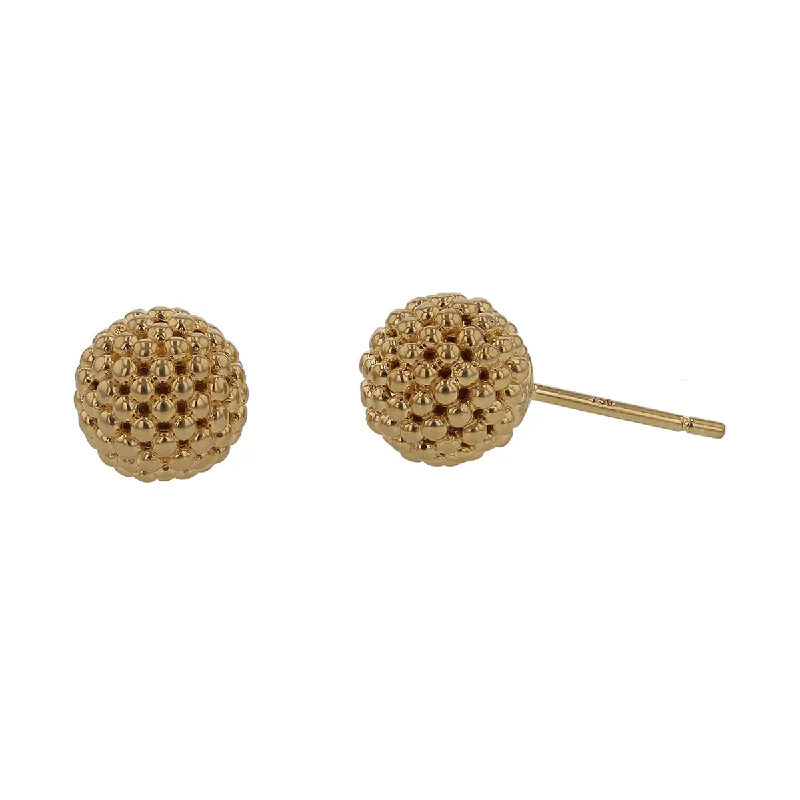 teardrop earrings for women-Lagos Caviar Lattice Ball Stud Earrings in 18k Yellow Gold