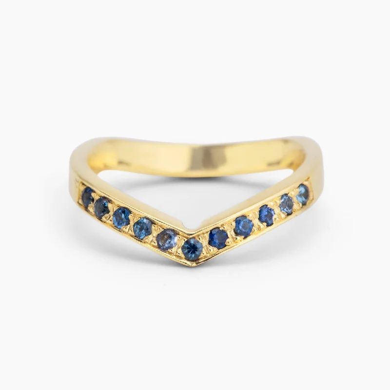 geometric rings for women-Sapphire Nico Stacker