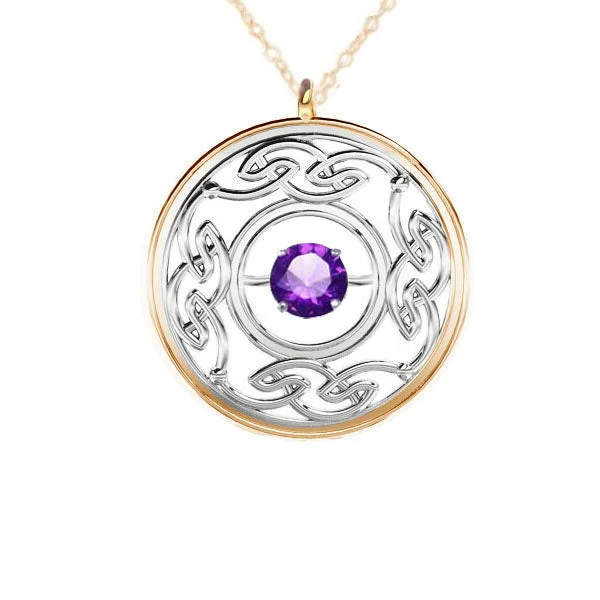 minimalist necklaces for women-OPEN CELTIC NECKLACE IN YELLOW GOLD AND SILVER WITH AMETHYST