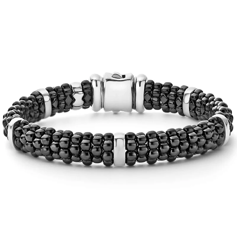 square bangles for women-Lagos Black Caviar Bracelet