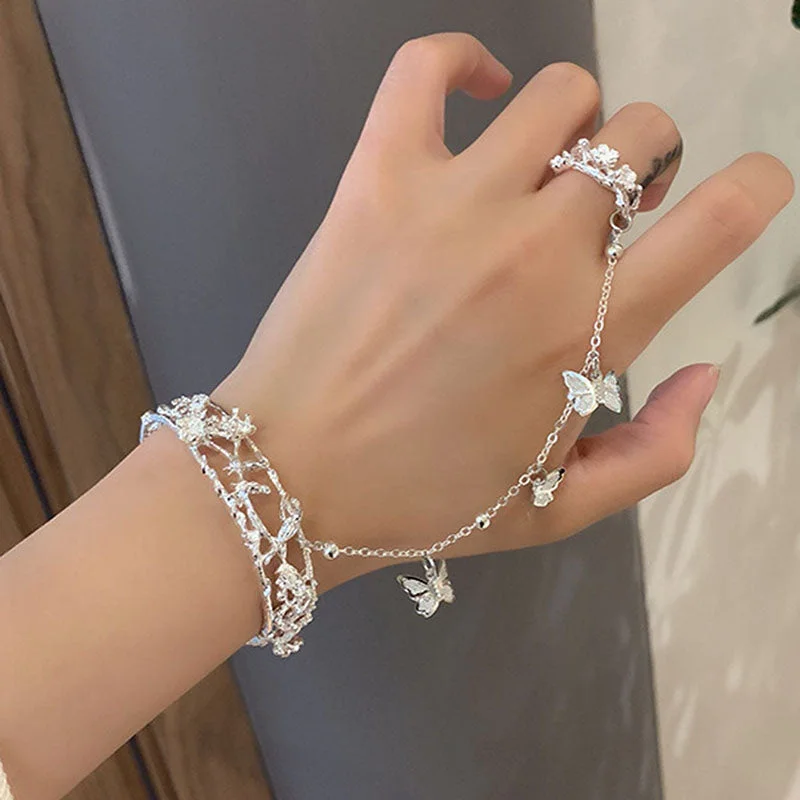 birthstone bracelets for women-Simple Style Classic Style Butterfly Alloy Chain Women's Bangle