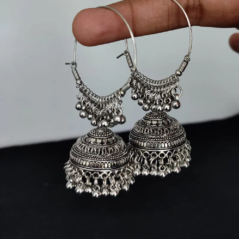 long dangle earrings for women-Lucentarts Jewellery Silver Plated Jhumki Earings