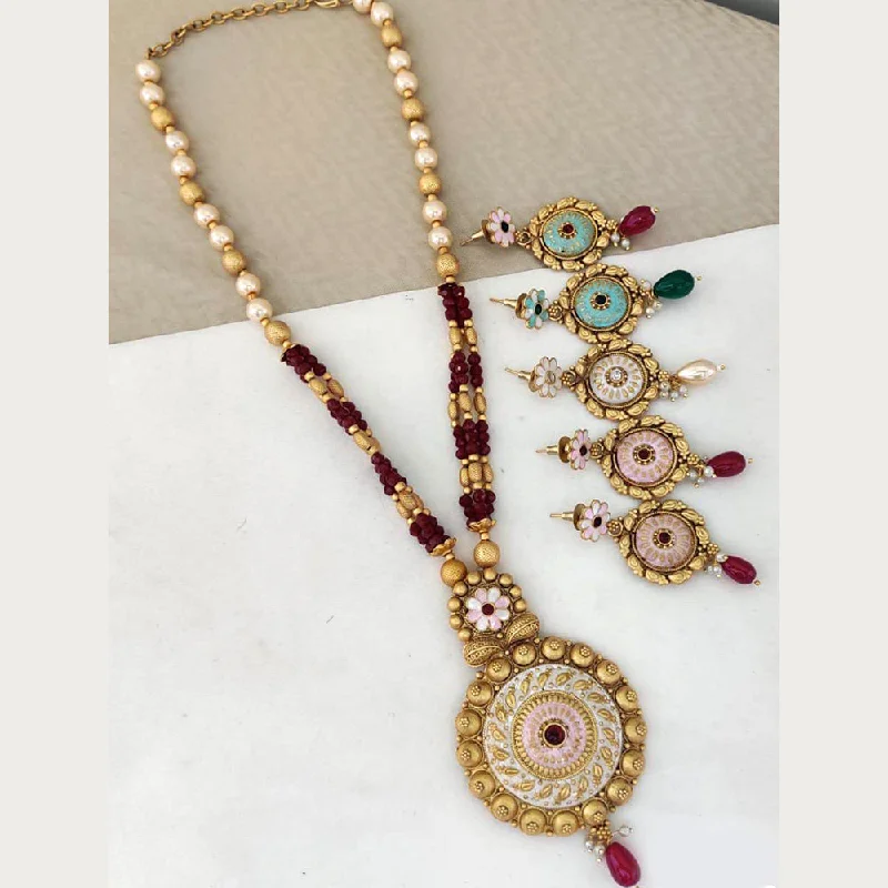 flower necklaces for women-Rani Sati Jewels Gold Plated Necklace Set