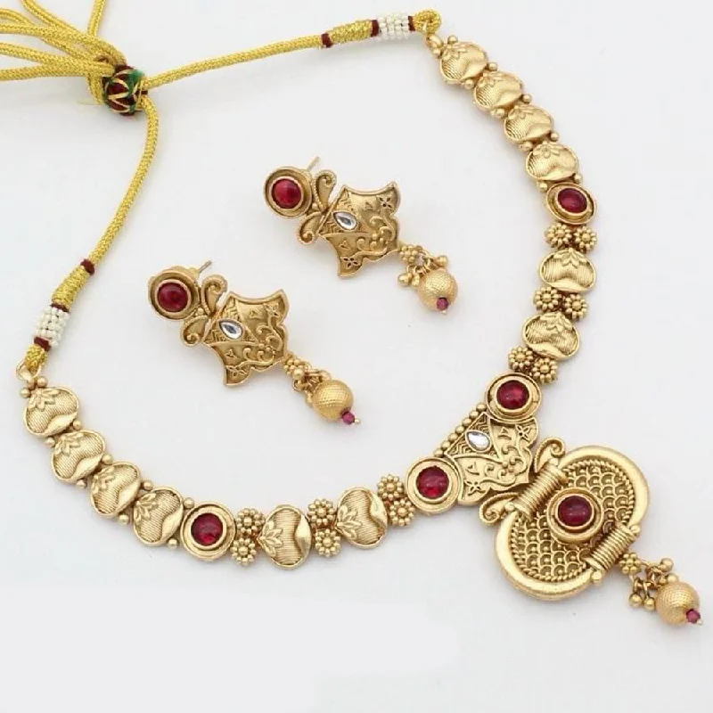 wedding necklaces for women-Manisha Jewellery Gold Plated Pota Stone Necklace Set