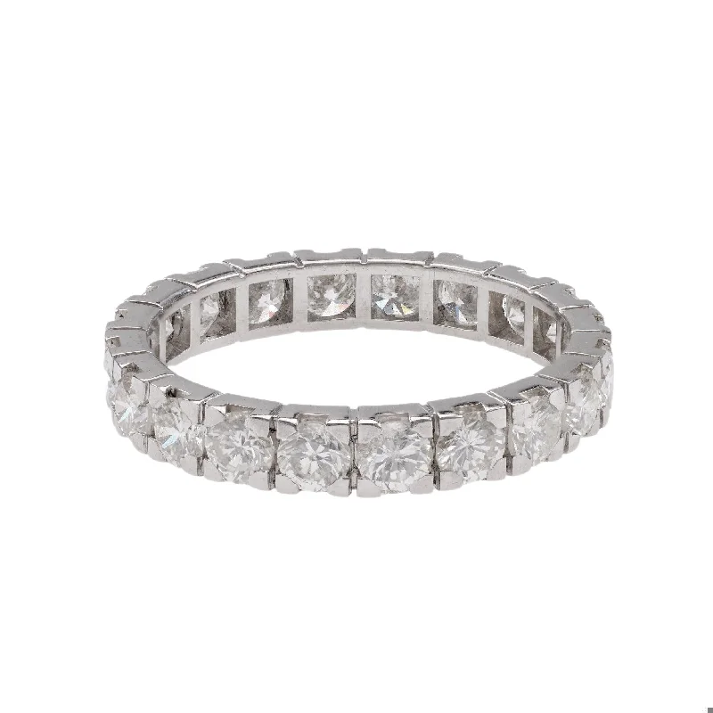 personalized rings for women-Vintage Diamond 18k White Gold Eternity Band