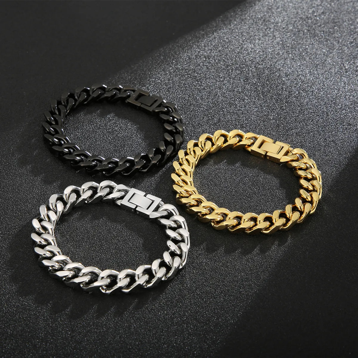 rhinestone bracelets for women-Wholesale Hip-hop Solid Color Stainless Steel 18k Gold Plated Bracelets