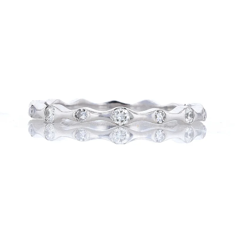 art nouveau engagement rings for women-Dainty Scalloped Diamond Eternity Wedding Band