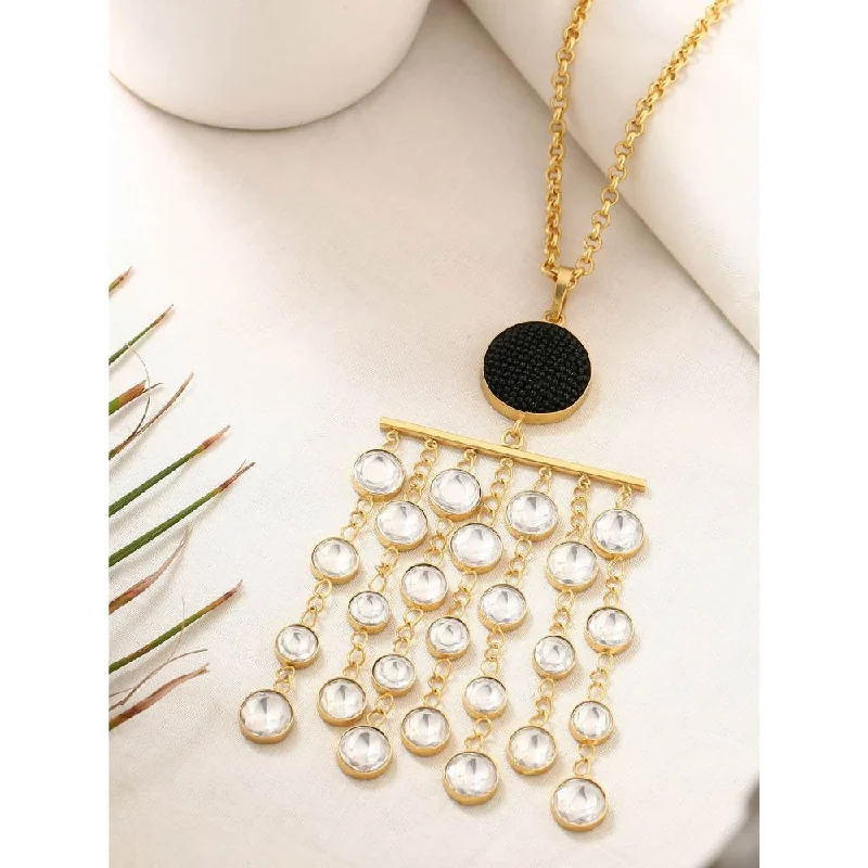 diamond necklaces for brides-Zurooh 18K Gold Plated Round Polki Chain Necklace