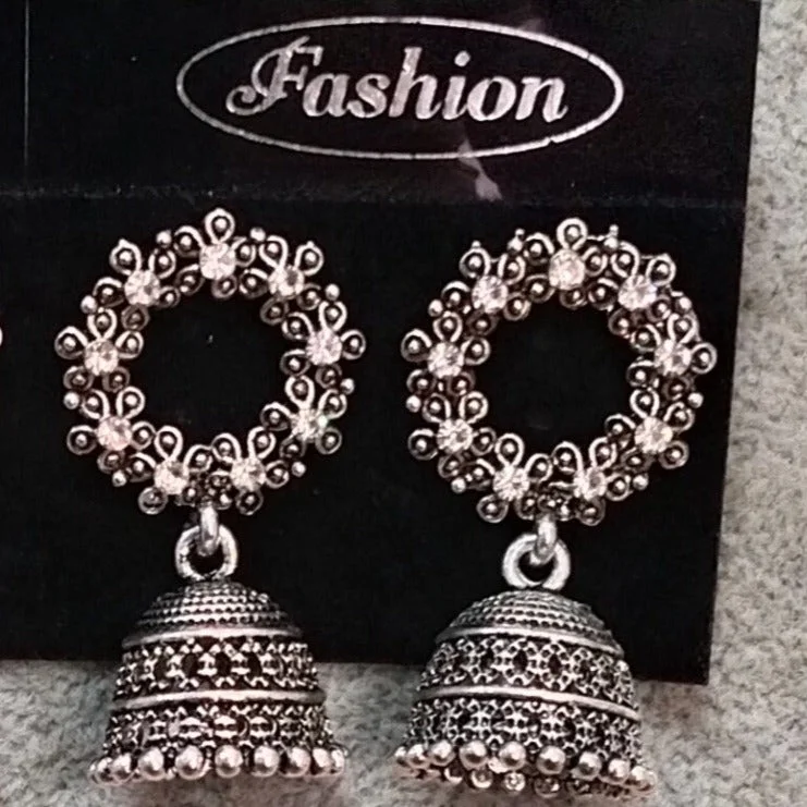 teardrop earrings for women-Tahura Oxidised Plated Jhumki Earrings