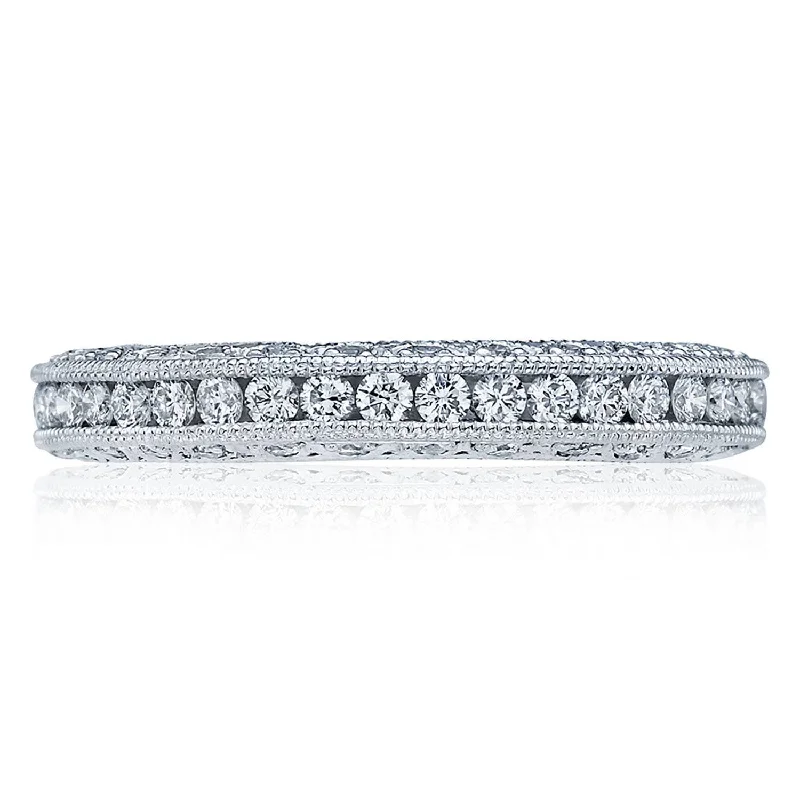 floral engagement rings for women-Classic Crescent | Channel Set Wedding Band HT2326B