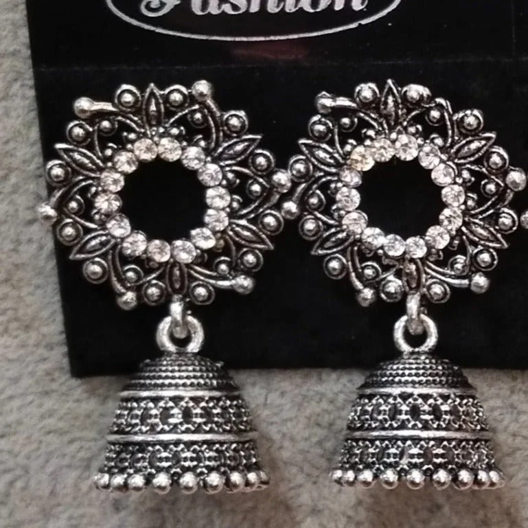 birthstone earrings for women-Tahura Oxidised Plated Jhumki Earrings