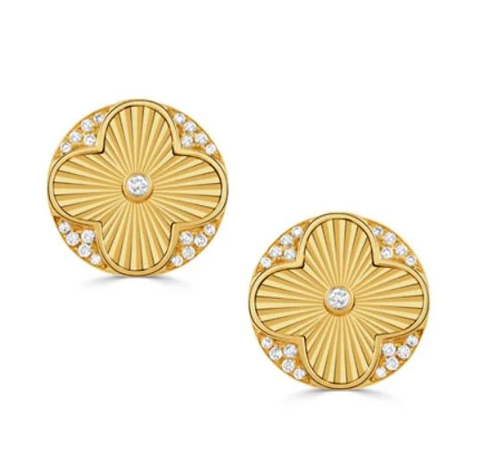 long dangle earrings for women-0.24Ct Diamond Fluted Stud Earrings in 18k Yellow Gold