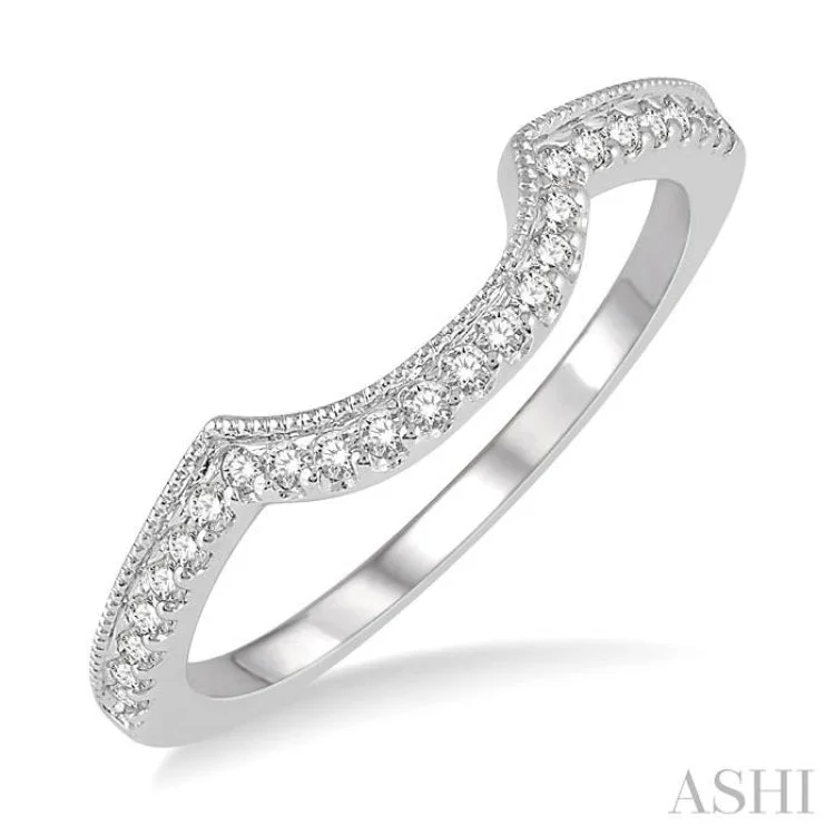 adjustable rings for women-1/6 Ctw Round Cut Diamond Wedding Band in 14K White Gold