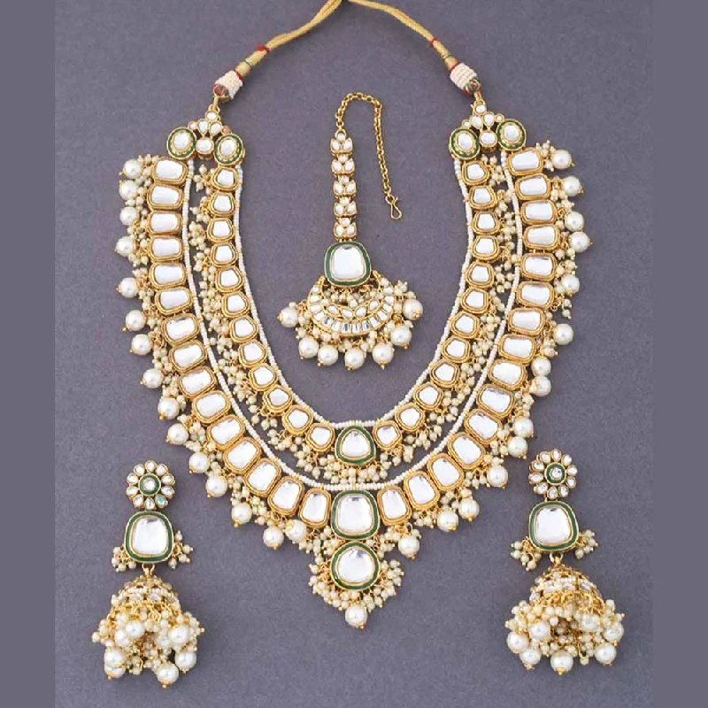 infinity necklaces for women-India Art Gold Plated Kundan Necklace Set