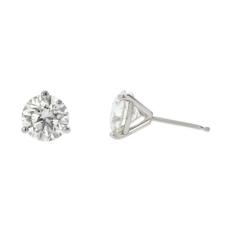 pearl earrings for women-1.82ct Fire & Ice Round Brilliant Diamonds and F&I 3 Prong Stud Earrings in 18K White Gold