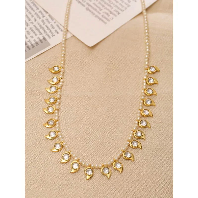 dainty necklaces for women-Zurooh 18K Gold Plated Polki Studded Fusion Necklace