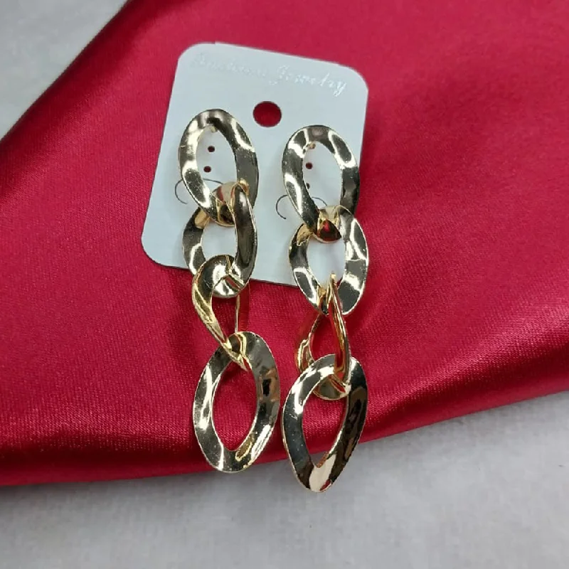 nature-inspired earrings for women-Lucentarts Jewellery Gold Plated Dangler Earrings