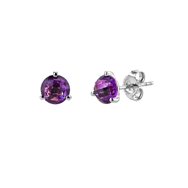 sterling silver hoop earrings for women-Amethyst 14K White Gold Stud Earrings