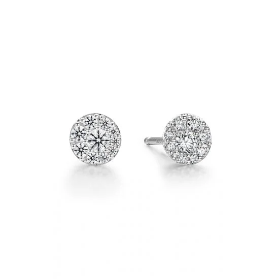 colorful earrings for women-Tessa 0.45-0.55Ct Diamond Cluster Stud Earrings in 18k White Gold